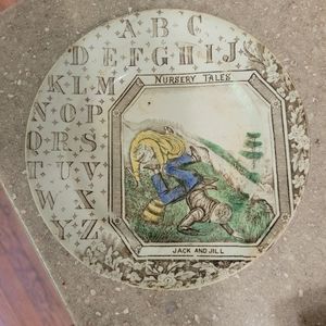 Jack and Jill Staffordshire vintage plate, ABC